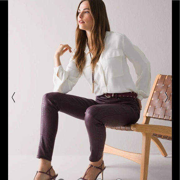 WHBM Mid-Rise Coated Croc Skinny Jeans - Picture 7 of 11